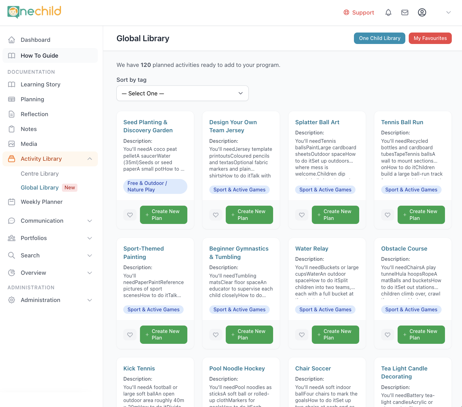 The One Child global activity library
