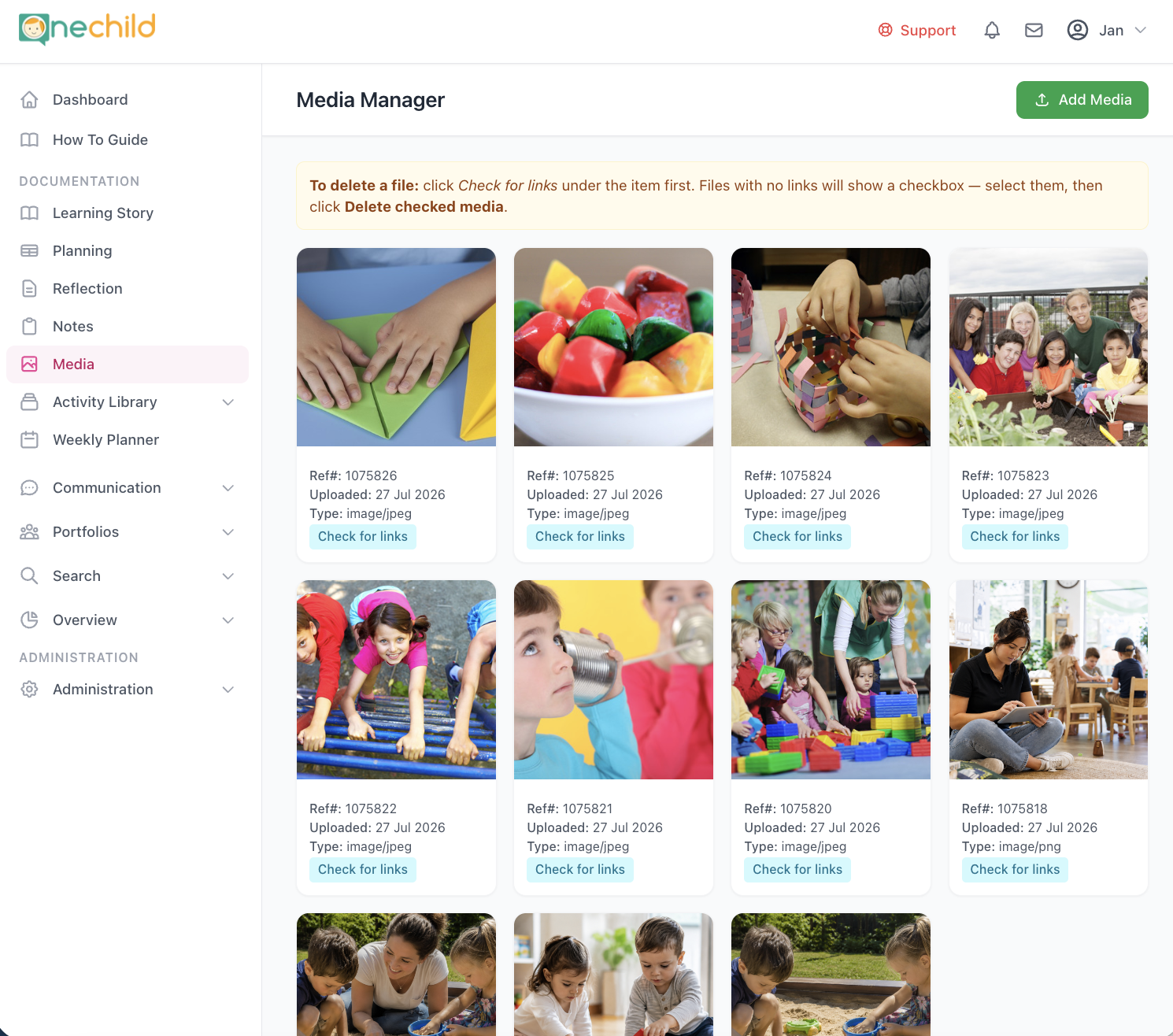 The One Child media manager
